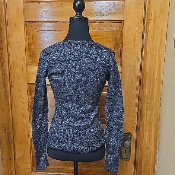 Express Black and Gray V-Neck Sweater S - Picture 3 of 4